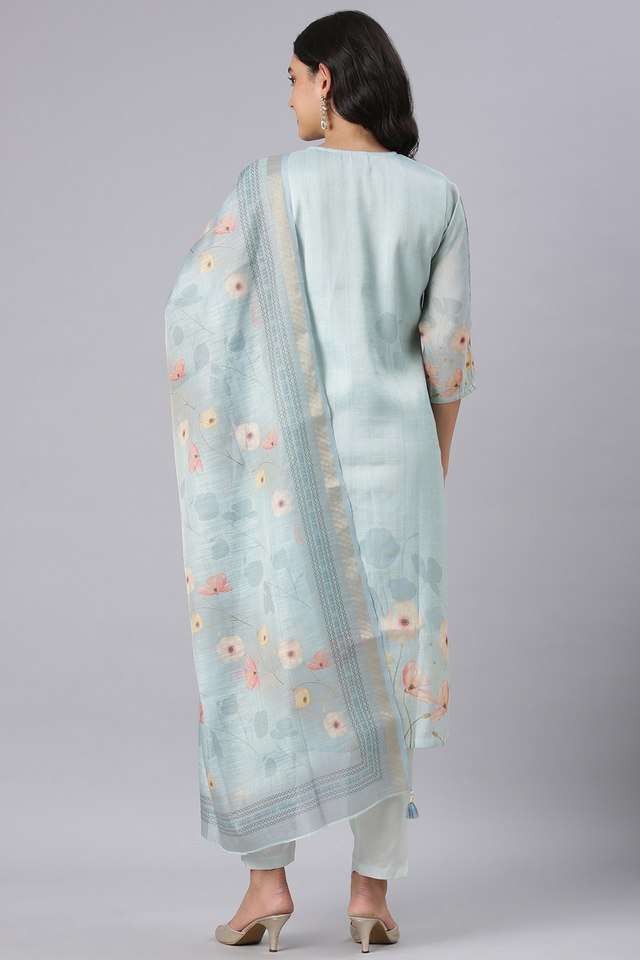 Printed-Blended-Fabric-Straight-Fit-Women-s-Kurta-and-Trouser-with-Dupatta