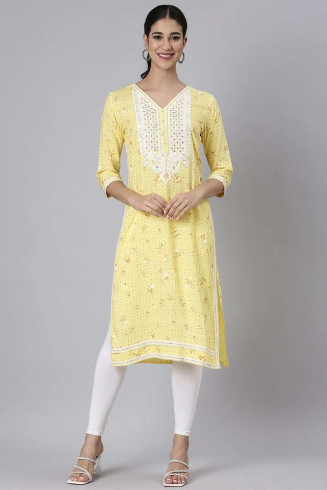 Embellished-Rayon-Straight-Fit-Women-s-Kurta