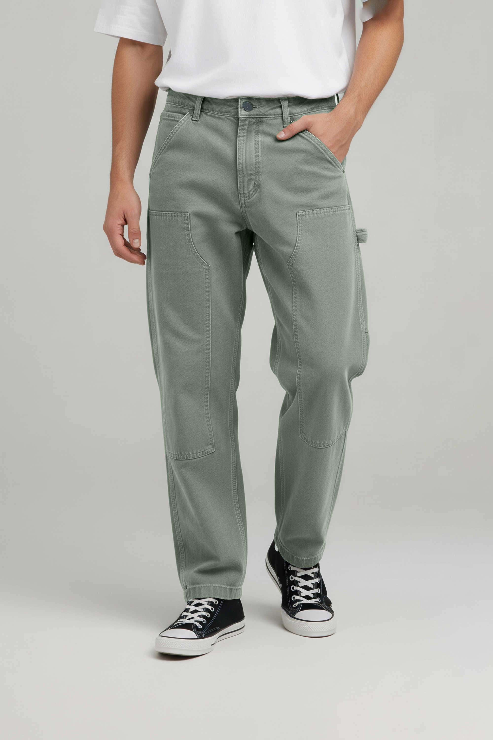 Solid-Cotton-Relaxed-Fit-Men-s-Casual-Trousers