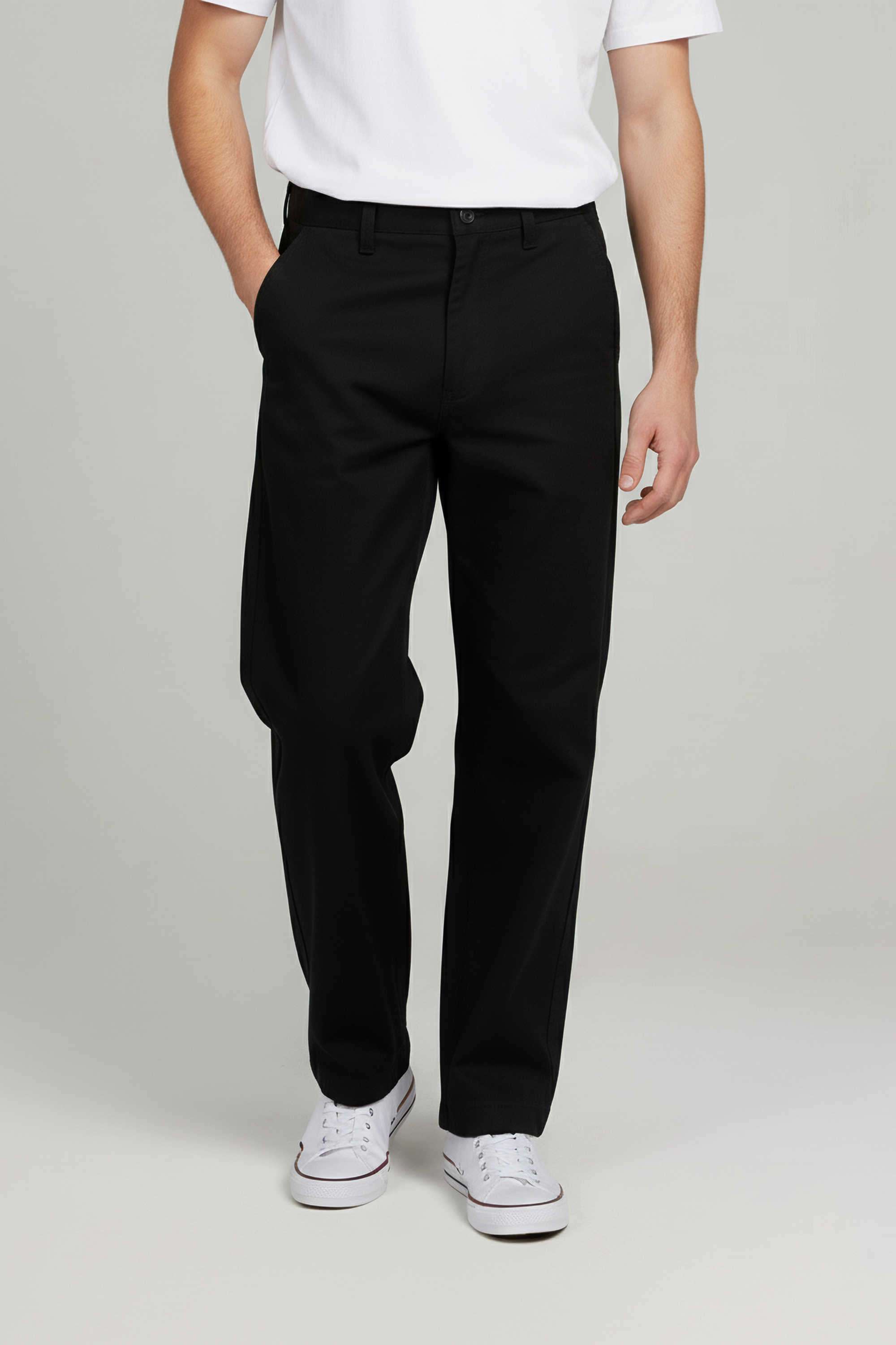 Solid-Cotton-Relaxed-Fit-Men-s-Casual-Trousers