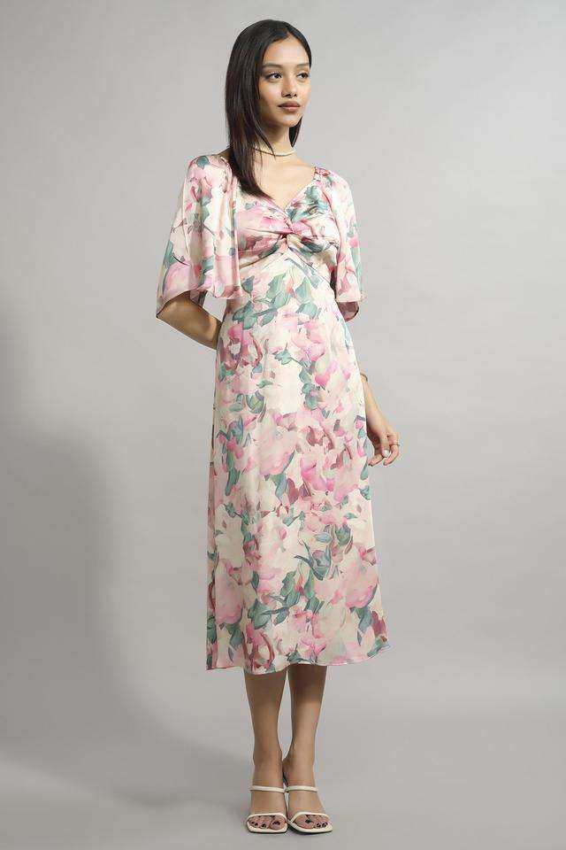 Abstract-Viscose-Sweetheart-Neck-Women-s-Midi-Dress