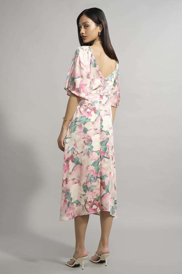 Abstract-Viscose-Sweetheart-Neck-Women-s-Midi-Dress