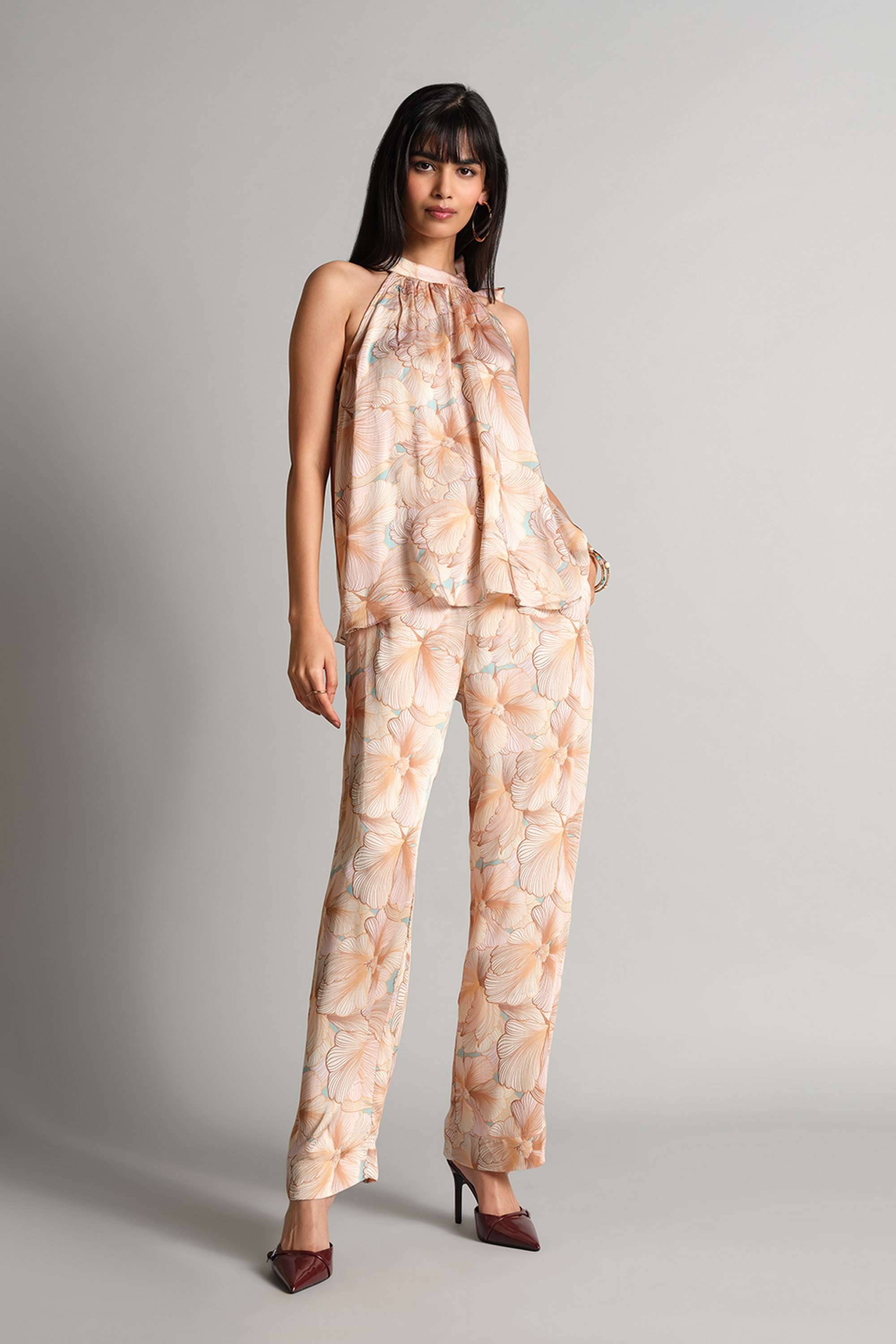 Floral-Full-Length-Modal-Woven-Women-s-Co-Ord-Set