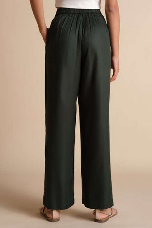 Solid-Relaxed-Fit-Viscose-Women-s-Casual-Wear-Trousers