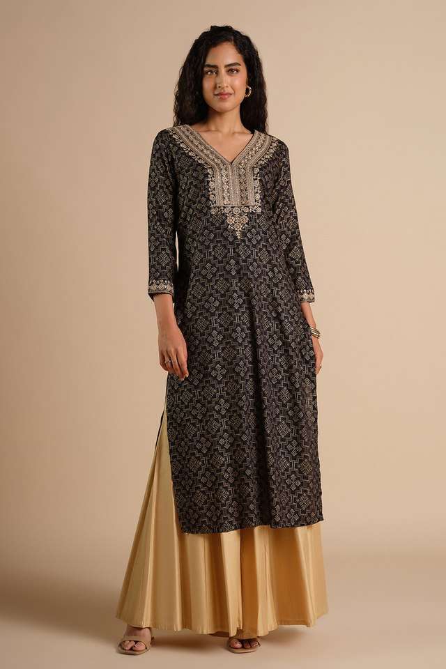 Printed-Modal-V-Neck-Women-s-Festive-Wear-Kurta