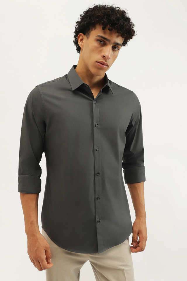 Solid-Cotton-Blend-Slim-Fit-Men-s-Casual-Wear-Shirt
