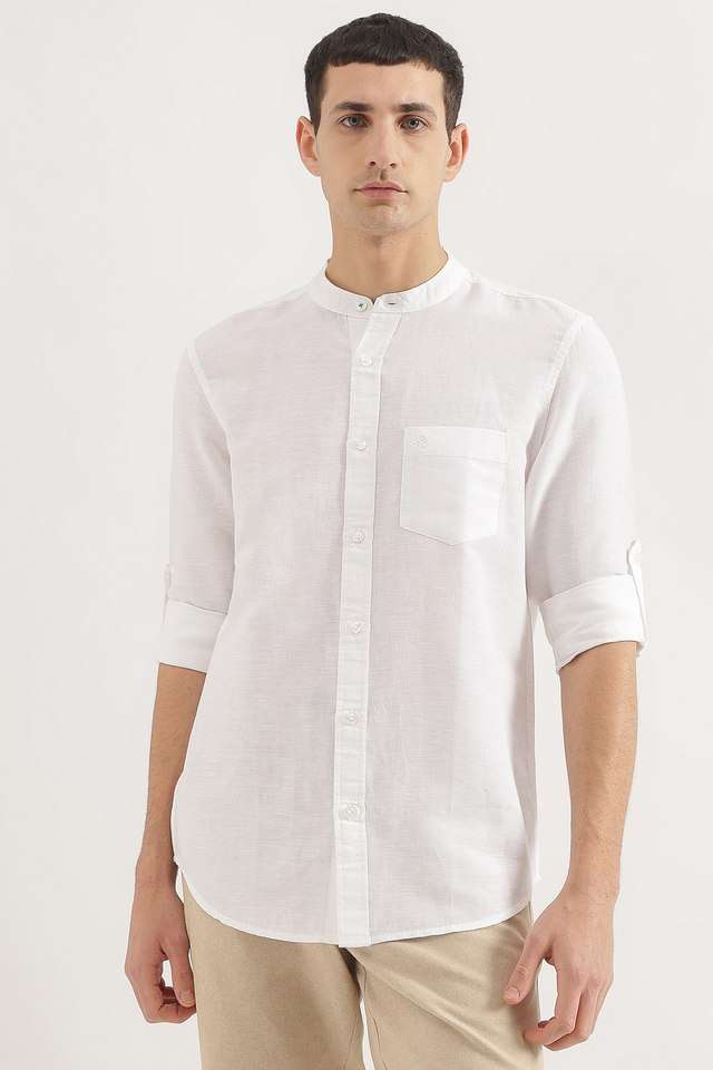 Solid-Cotton-Blend-Regular-Fit-Men-s-Casual-Wear-Shirt