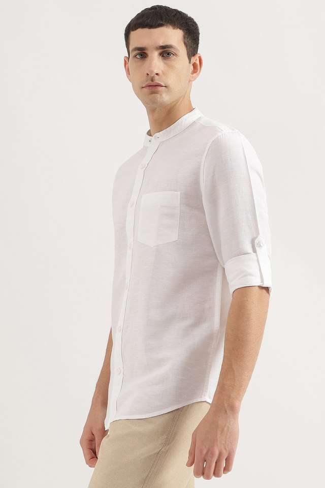 Solid-Cotton-Blend-Regular-Fit-Men-s-Casual-Wear-Shirt