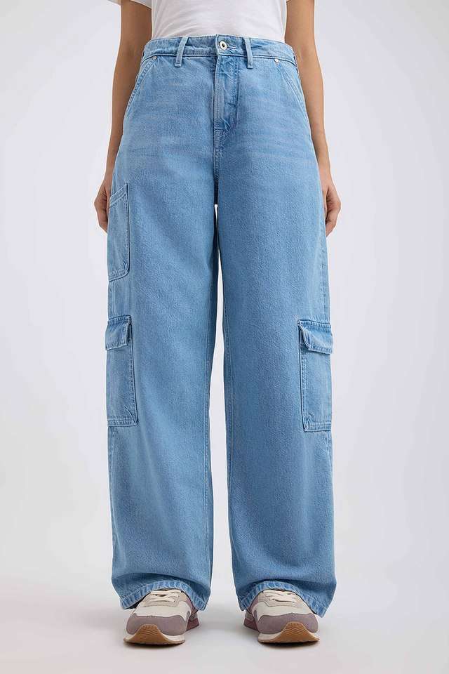 Solid-Cotton-Straight-Fit-Women-s-Trousers