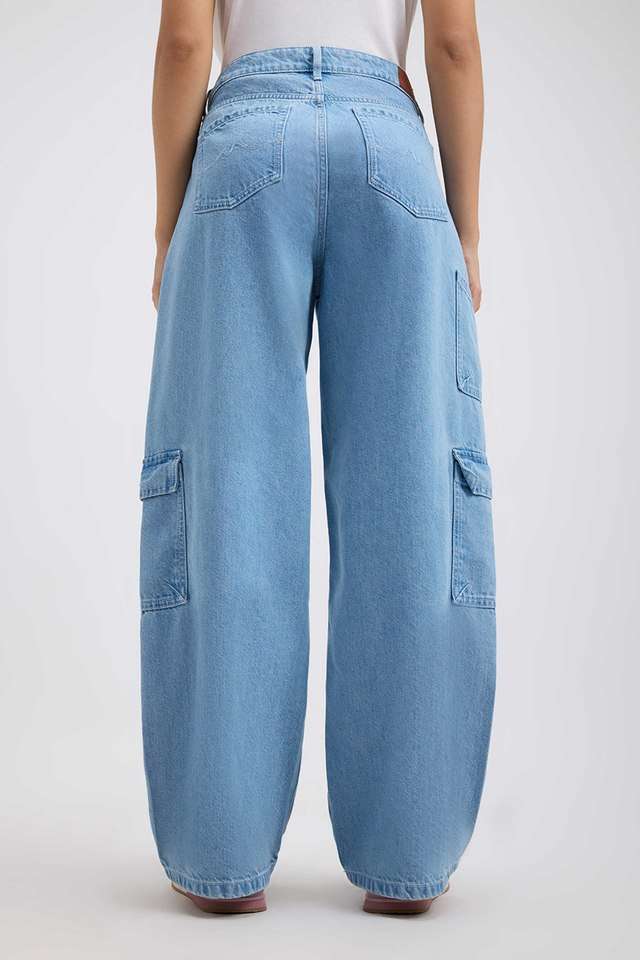 Solid-Cotton-Straight-Fit-Women-s-Trousers