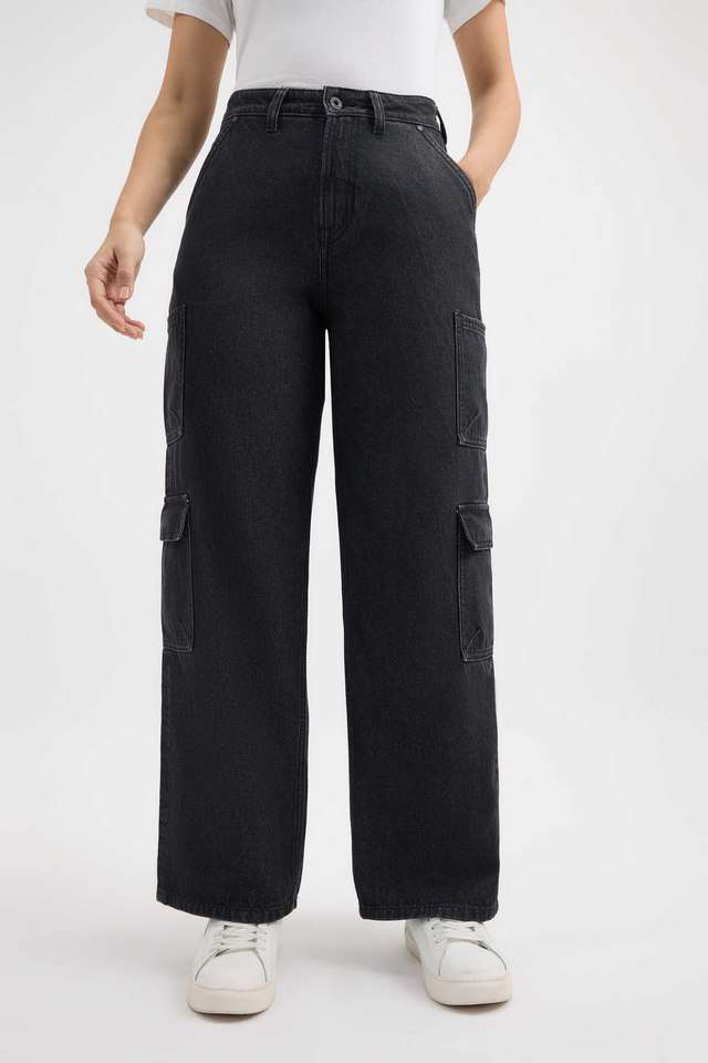 Solid-Cotton-Straight-Fit-Women-s-Trousers