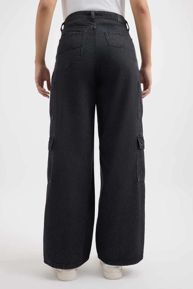 Solid-Cotton-Straight-Fit-Women-s-Trousers