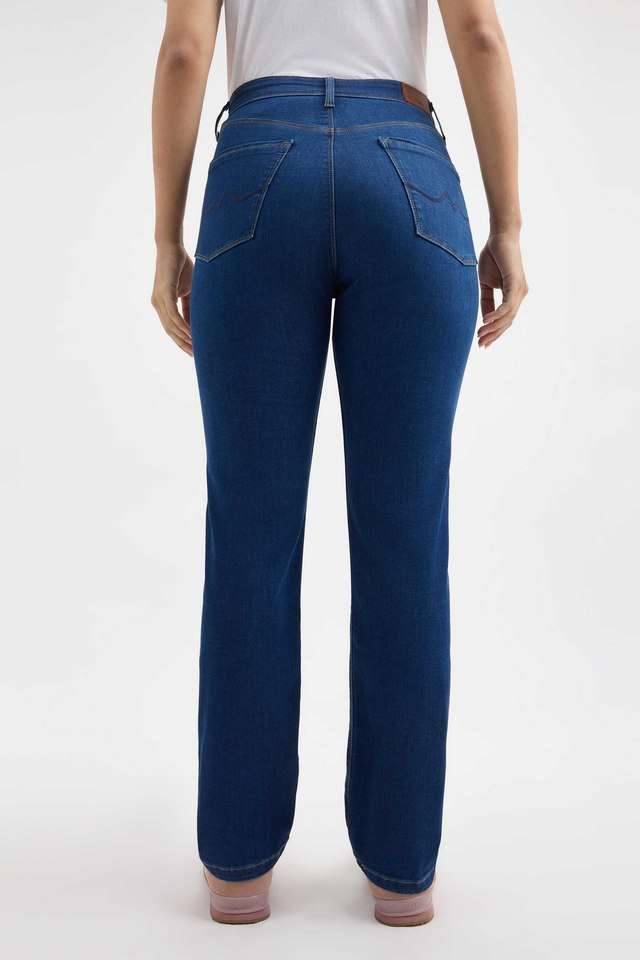 High-Rise-Blended-Fabric-Straight-Fit-Women-s-Jeans