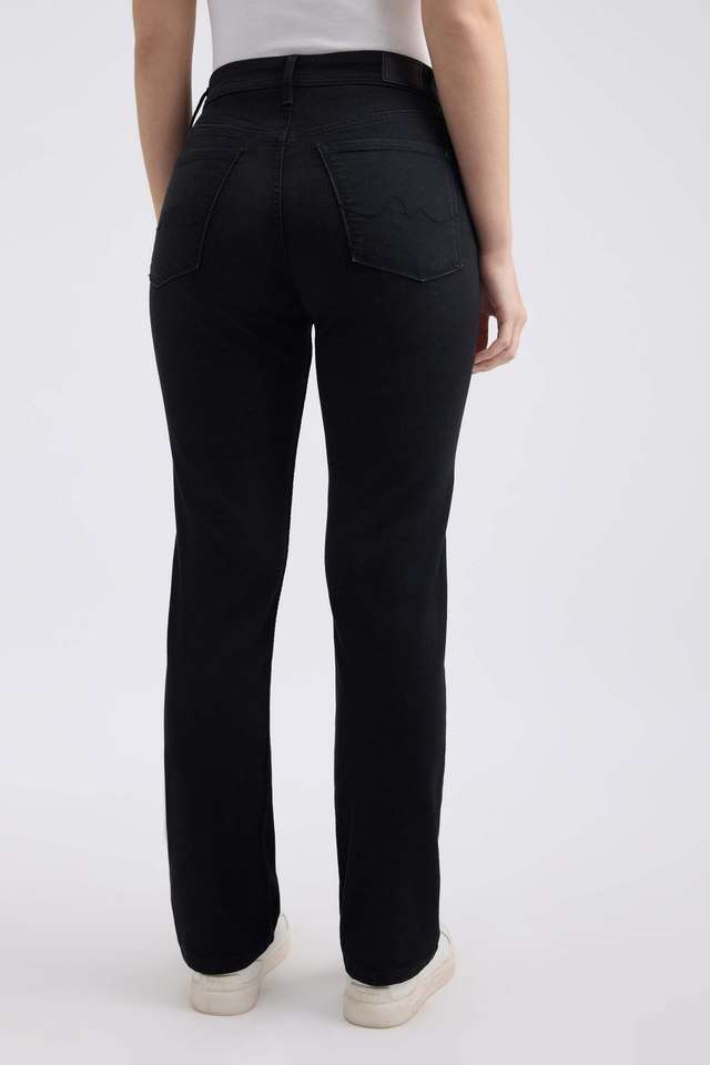 High-Rise-Blended-Fabric-Straight-Fit-Women-s-Jeans