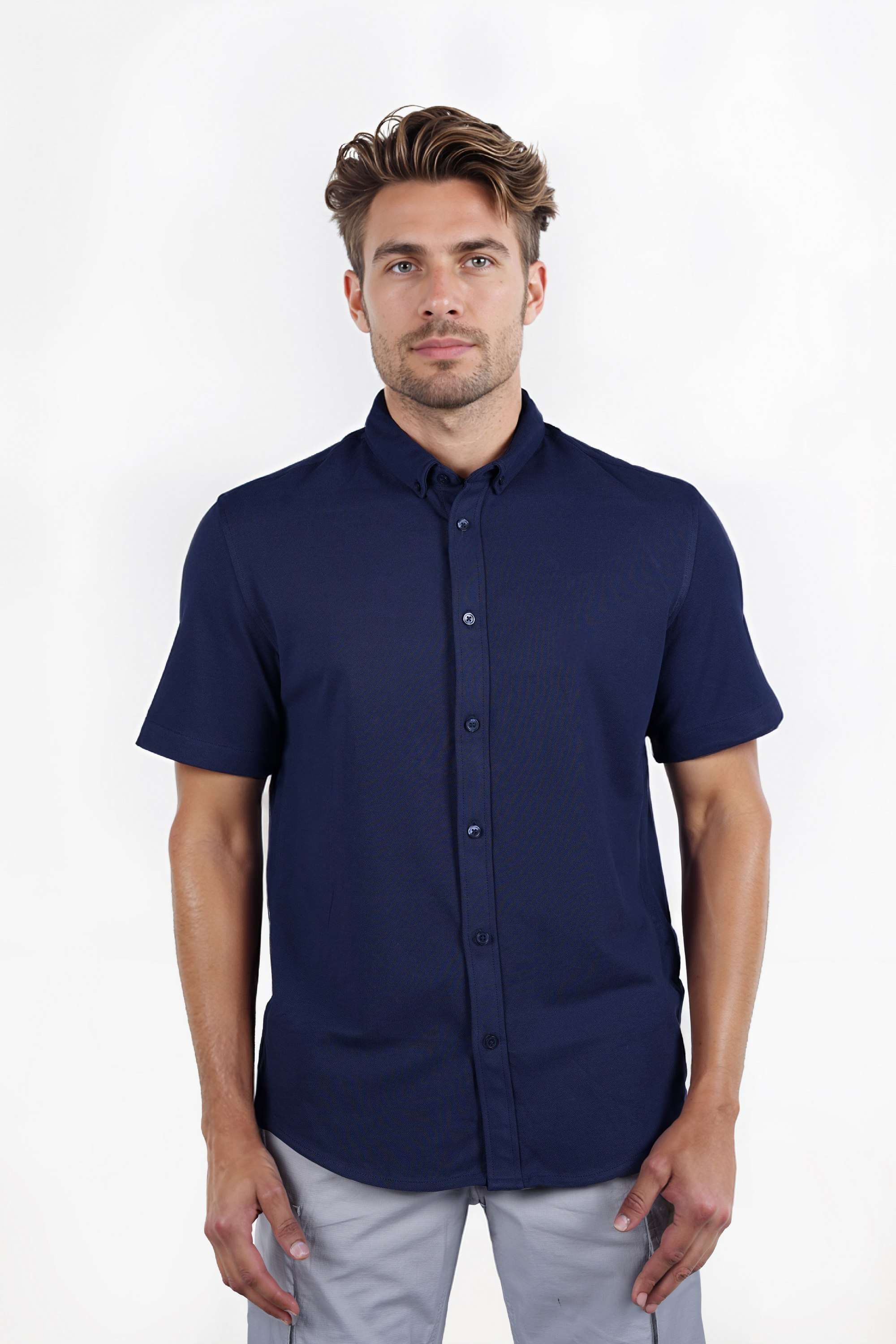 Solid-Cotton-Regular-Fit-Men-s-Casual-Wear-Shirt