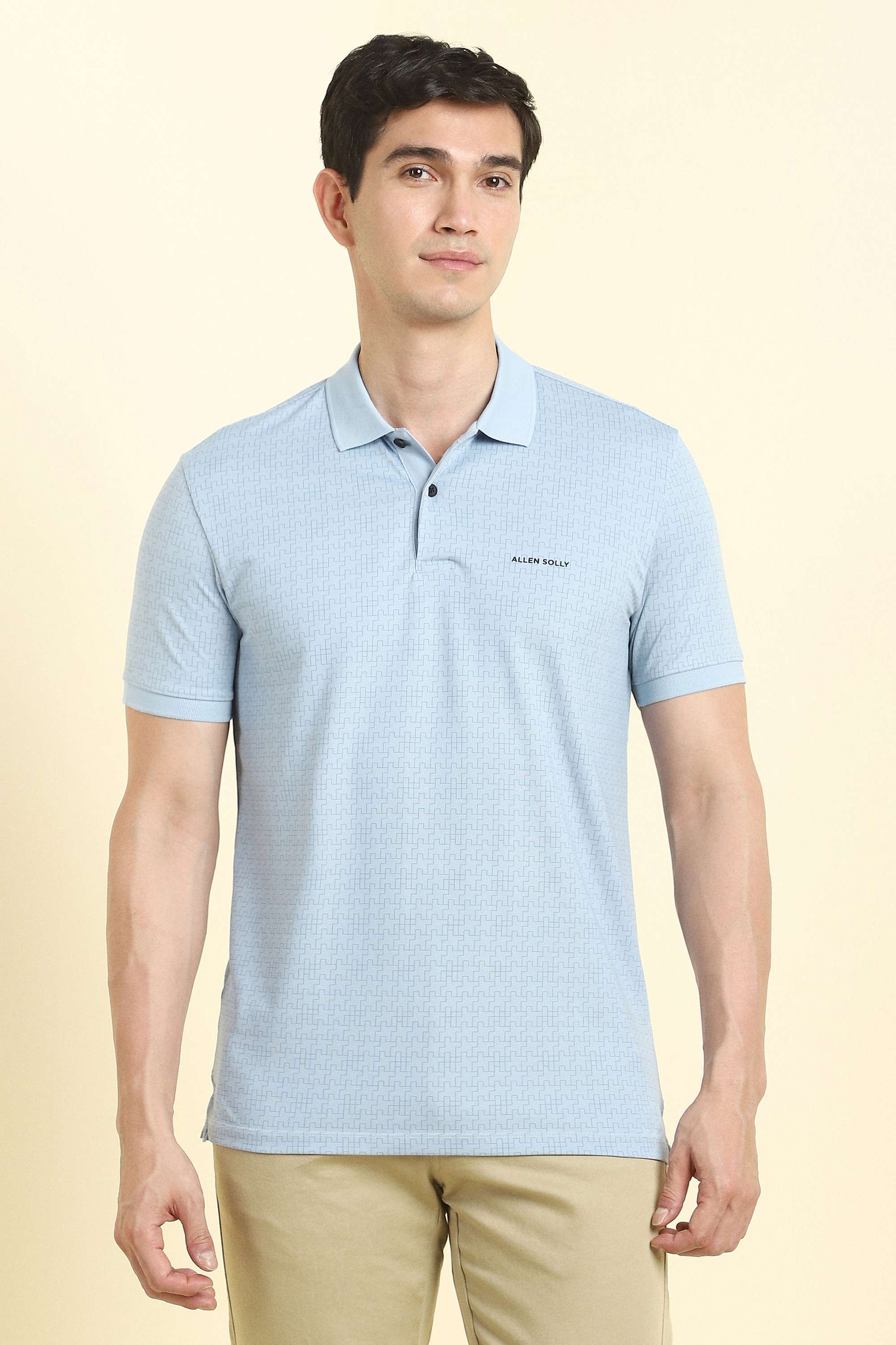 Solid-Blended-Fabric-Regular-Fit-Men-Polo-T-Shirt