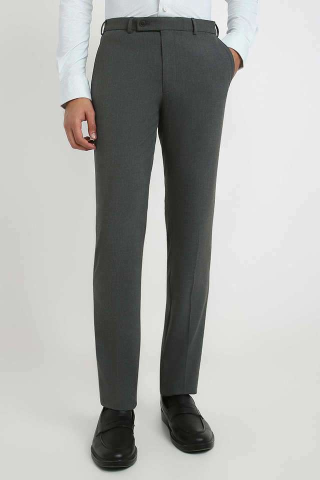 Solid-Polyester-Blend-Slim-Fit-Men-s-Formal-Wear-Trousers