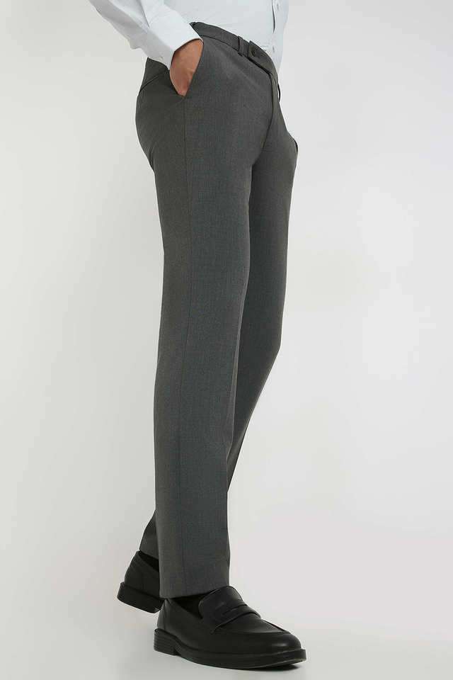 Solid-Polyester-Blend-Slim-Fit-Men-s-Formal-Wear-Trousers