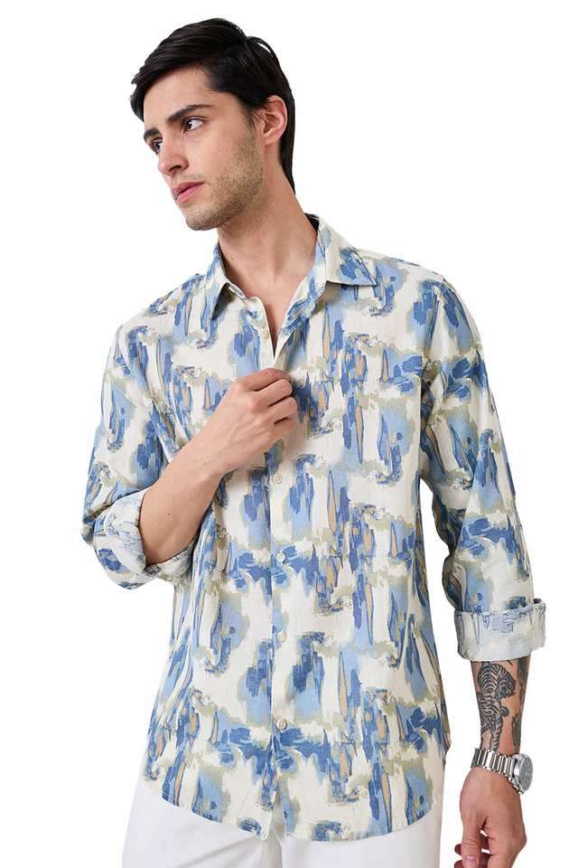 Printed-Cotton-Blend-Slim-Fit-Men-s-Casual-Shirt