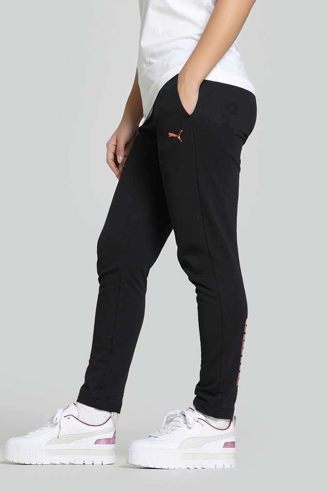Buy Puma Black Solid Cotton Slim Fit Women's Track Pants