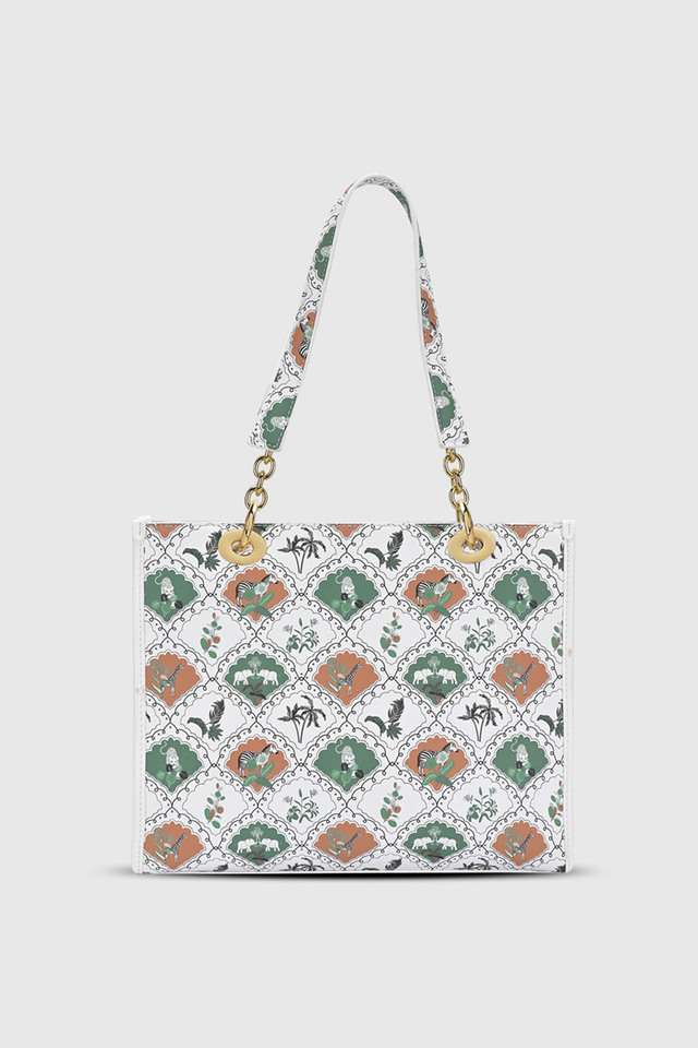 Printed-Polyester-Zipper-Closure-Women-s-Shoulder-Bag