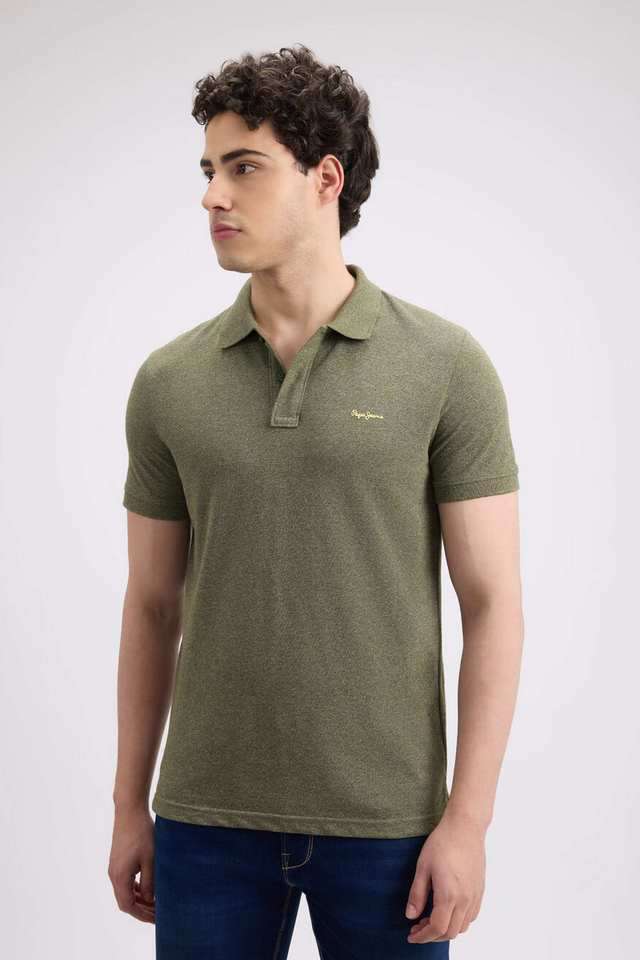 Solid-Blended-Fabric-Regular-Fit-Men-Polo-T-Shirt