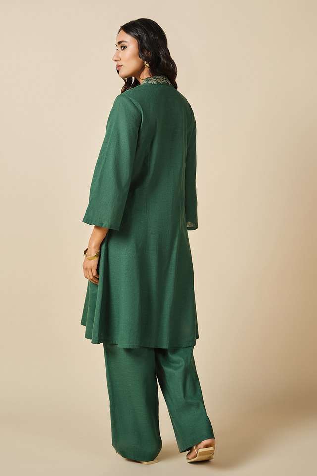 Solid-Full-Length-Cotton-Woven-Women-s-Co-Ord-Set