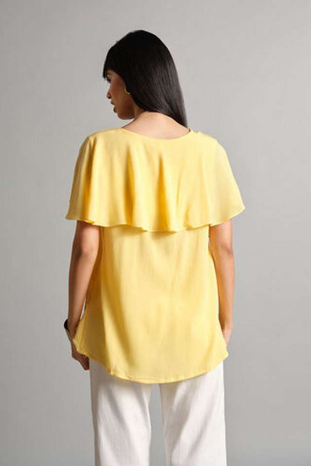 Solid-Viscose-V-Neck-Women-s-Top