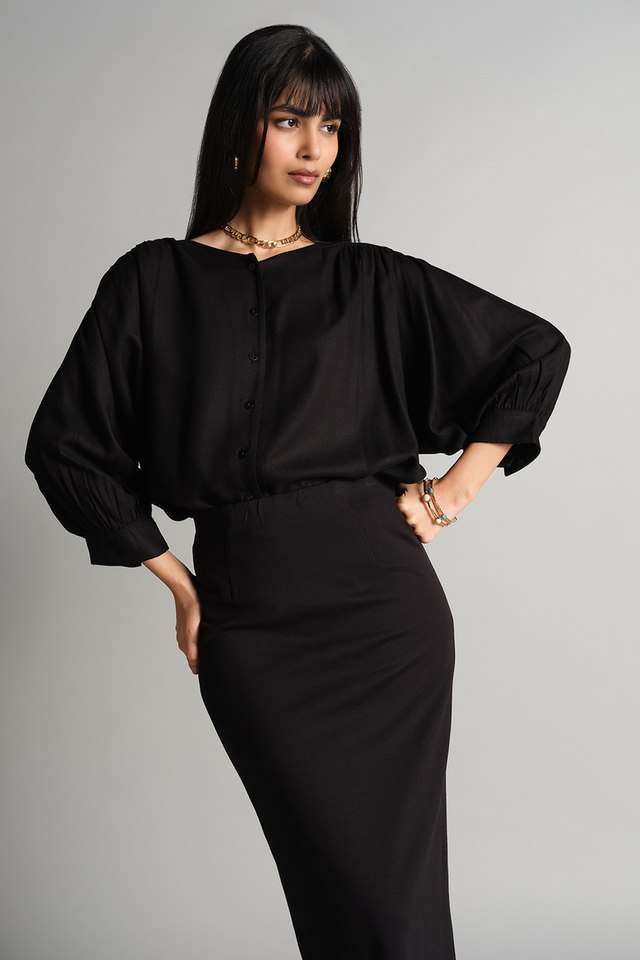 Solid-Viscose-Round-Neck-Women-s-Top