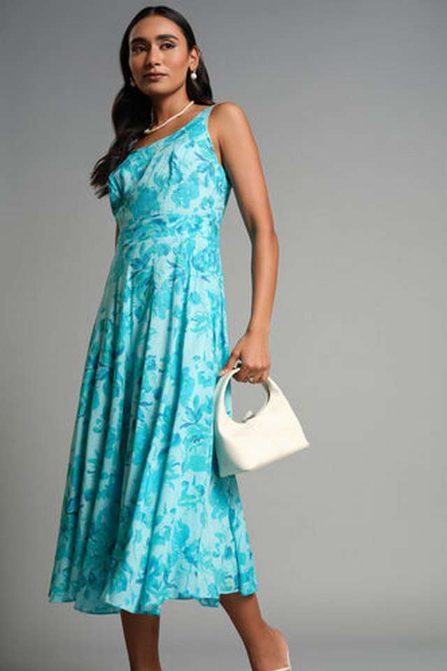 Floral-Round-Neck-Modal-Women-s-Calf-Length-Dress