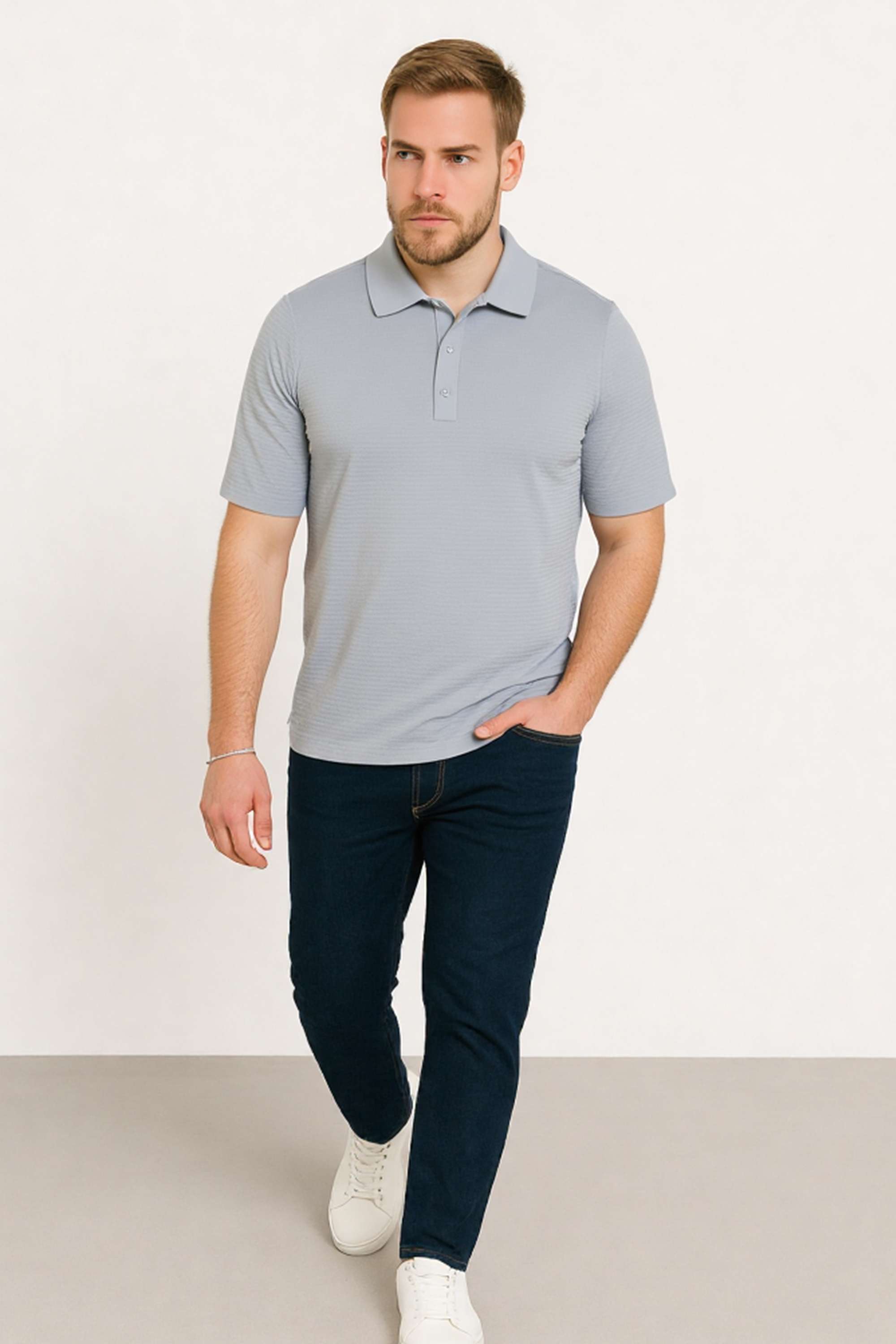 Solid-Blended-Fabric-Polo-Men-s-T-Shirt
