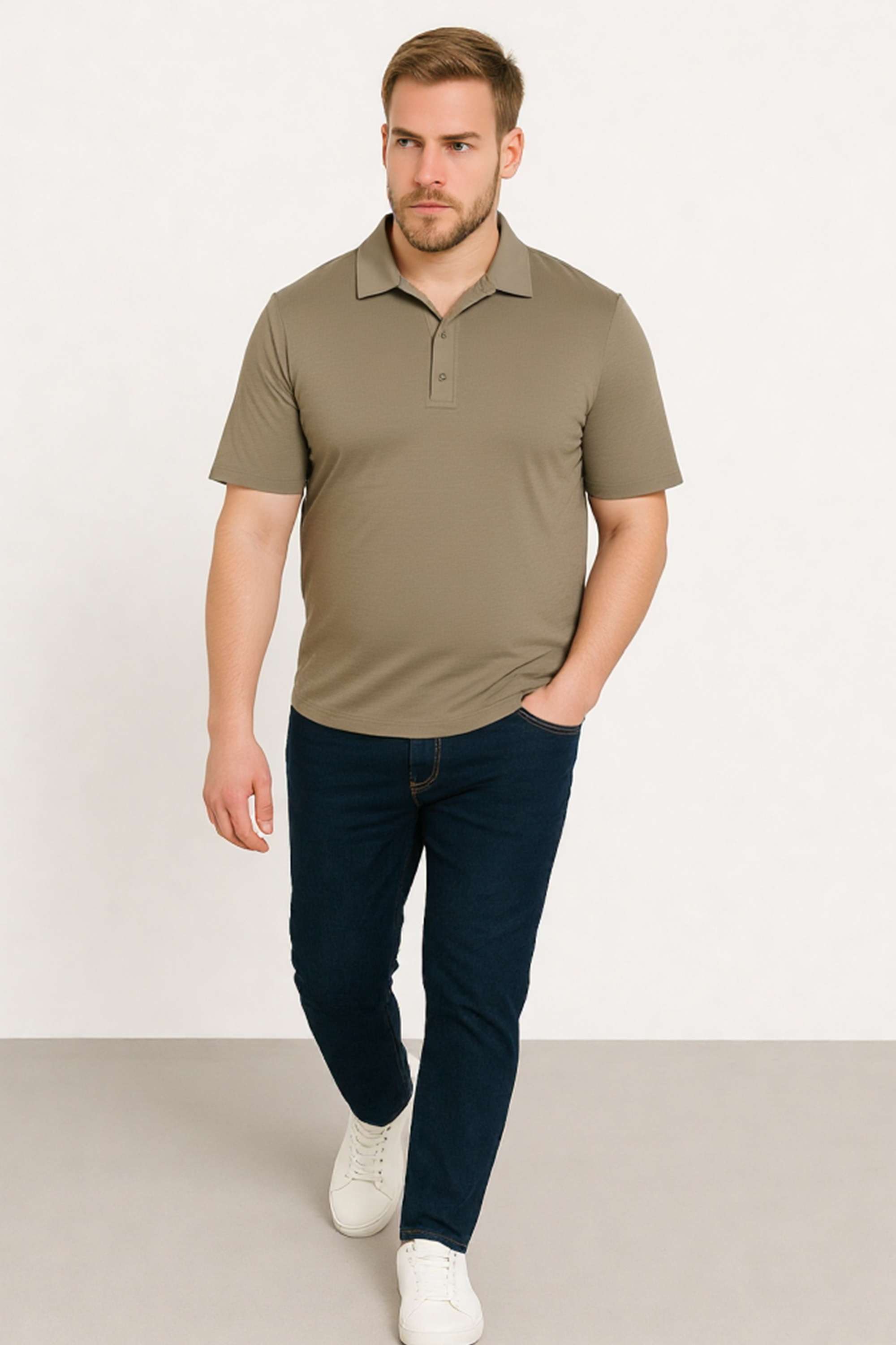 Solid-Blended-Fabric-Polo-Men-s-T-Shirt