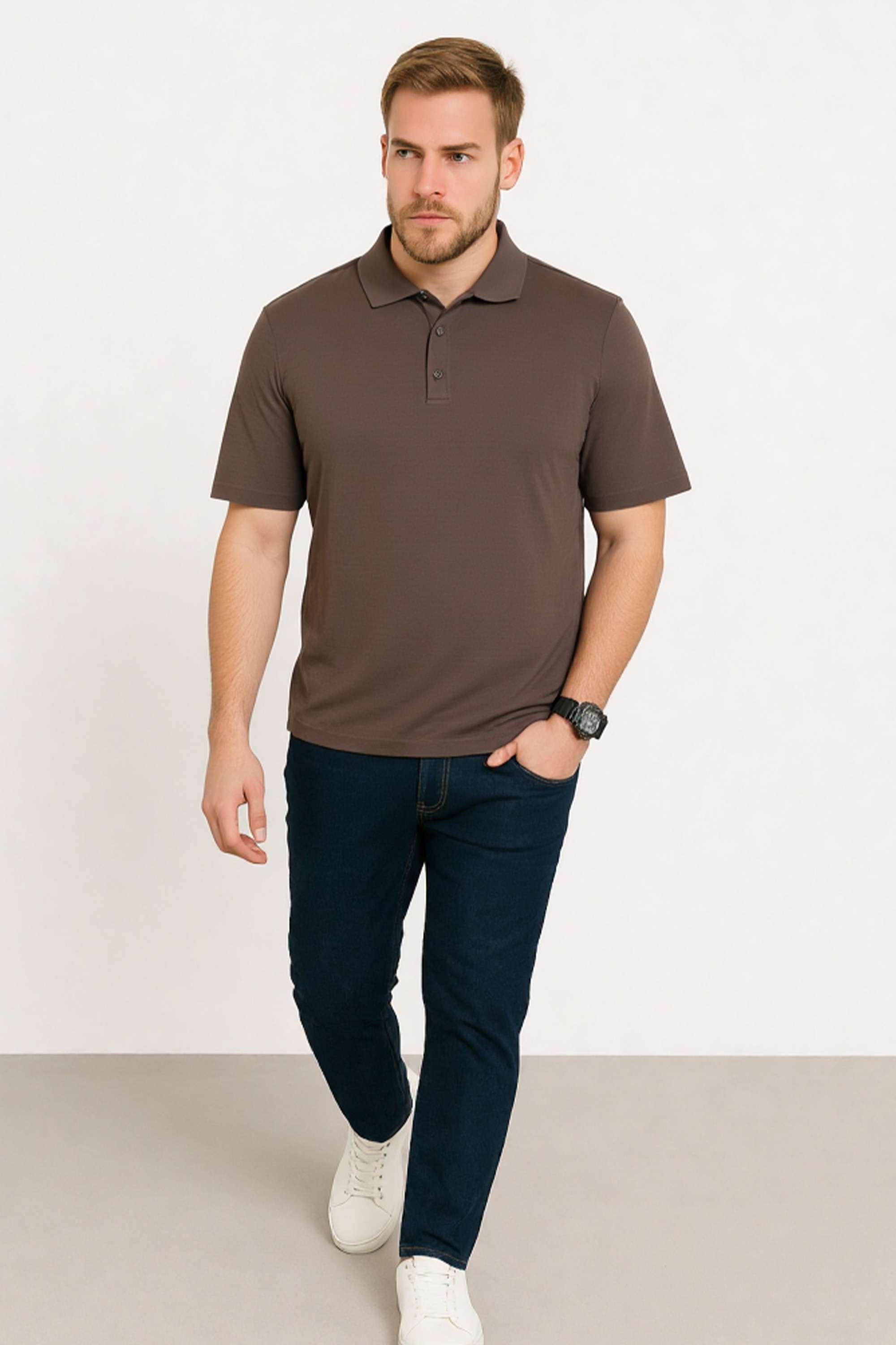 Solid-Blended-Fabric-Polo-Men-s-T-Shirt