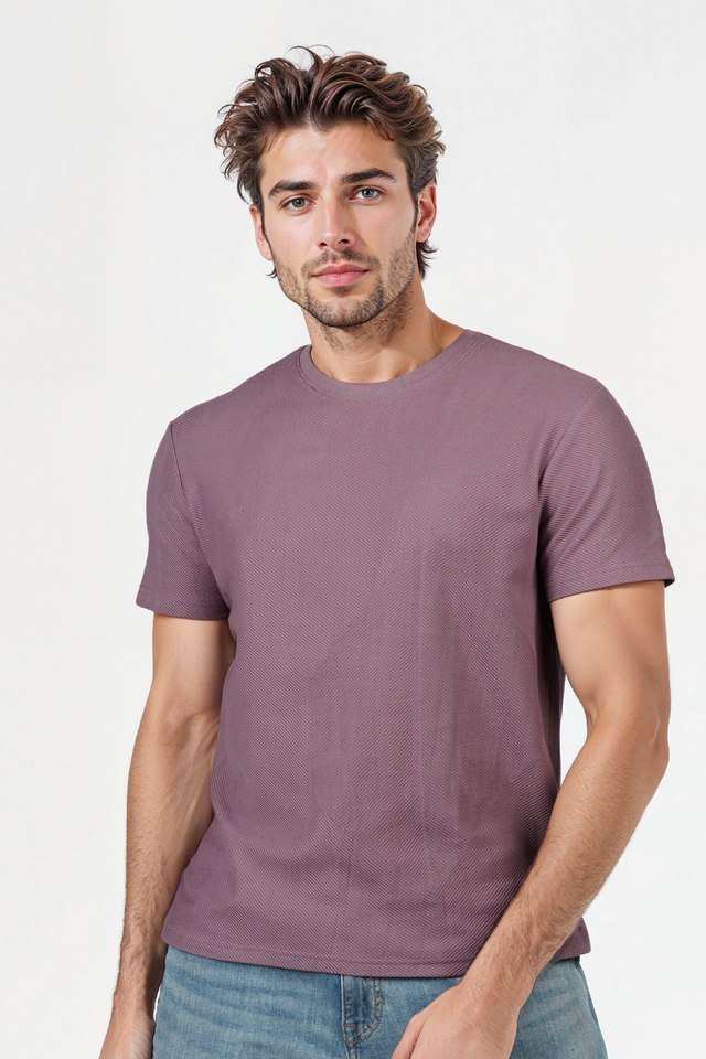 Textured-Cotton-Round-Neck-Men-s-T-Shirt