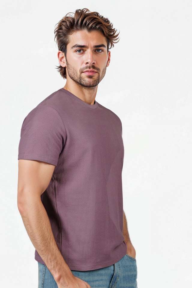 Textured-Cotton-Round-Neck-Men-s-T-Shirt