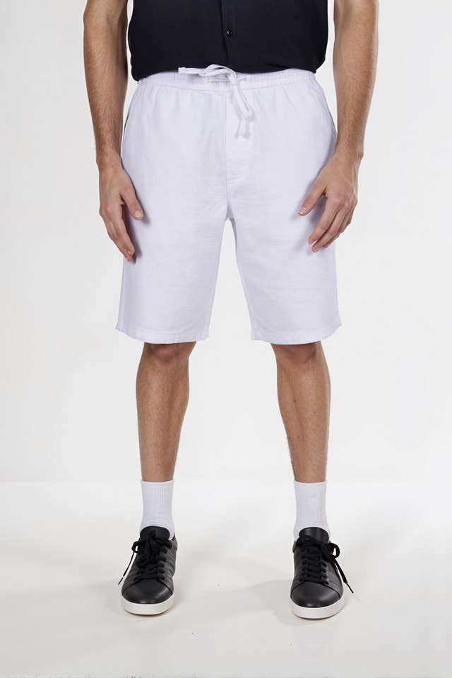 Solid-Cotton-Elastic-and-Drawstring-Men-s-Shorts
