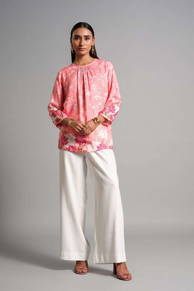 and Floral Viscose Round Neck Women Top-picture-20