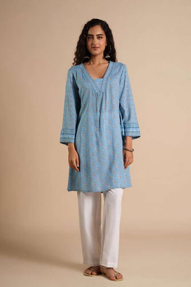 Floral-Modal-V-Neck-Women-s-Tunic