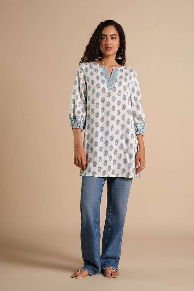 Floral-Viscose-Round-Neck-Women-s-Tunic