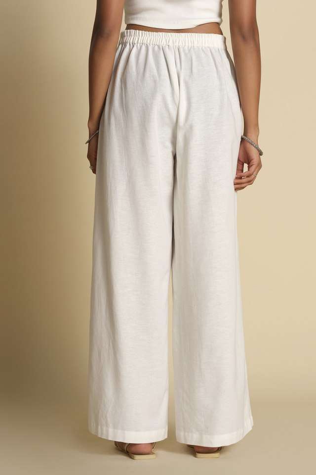 Solid-Relaxed-Fit-Rayon-Women-s-Formal-Wear-Trousers