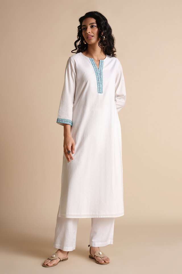 Dobby-Cotton-Round-Neck-Women-s-Casual-Wear-Kurta