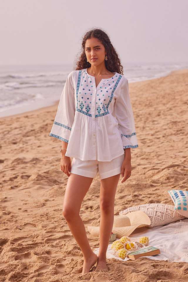 Dobby-Cotton-Round-Neck-Women-s-Top