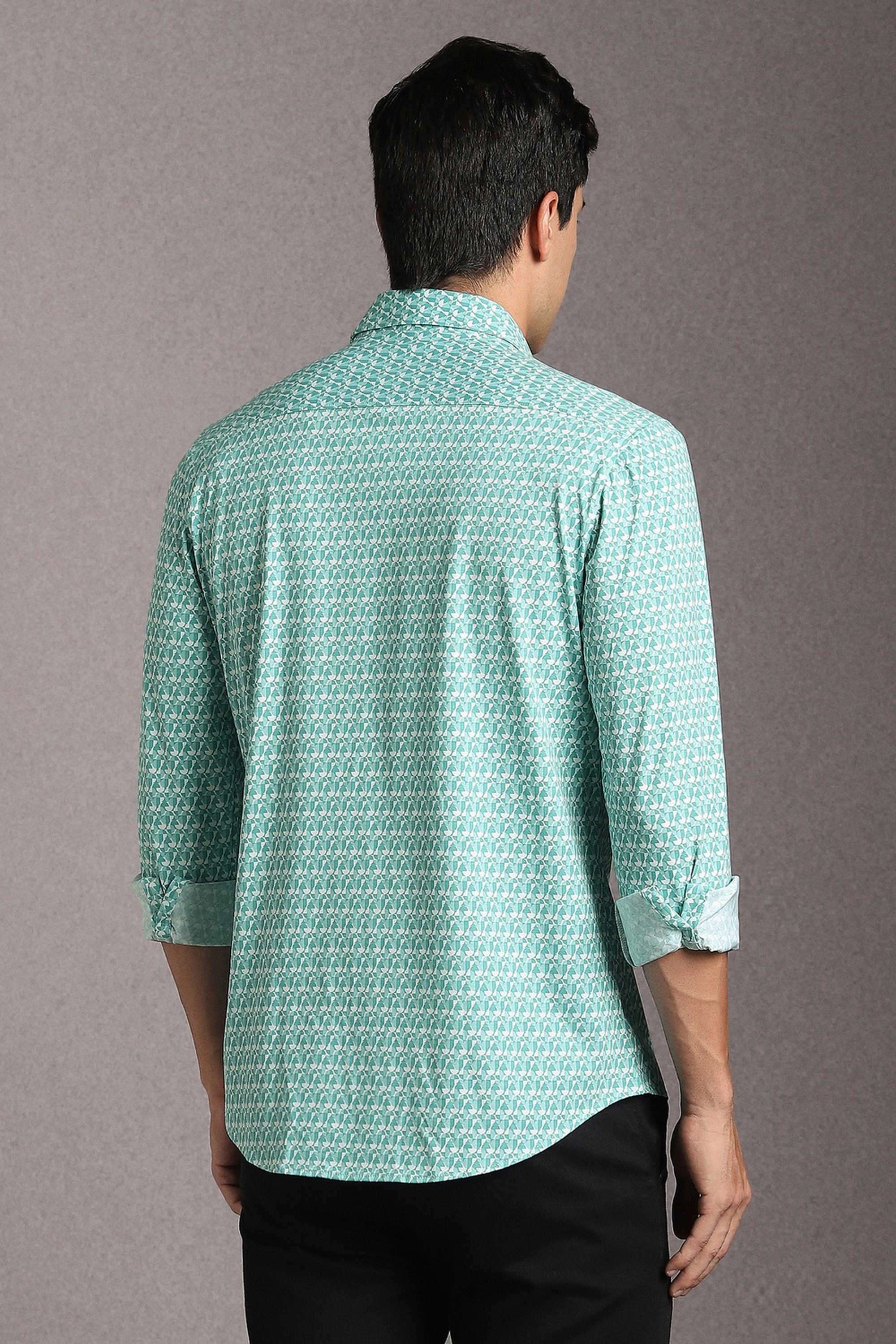 Geometric-Print-Cotton-Blend-Super-Slim-Fit-Men-s-Casual-Wear-Shirt