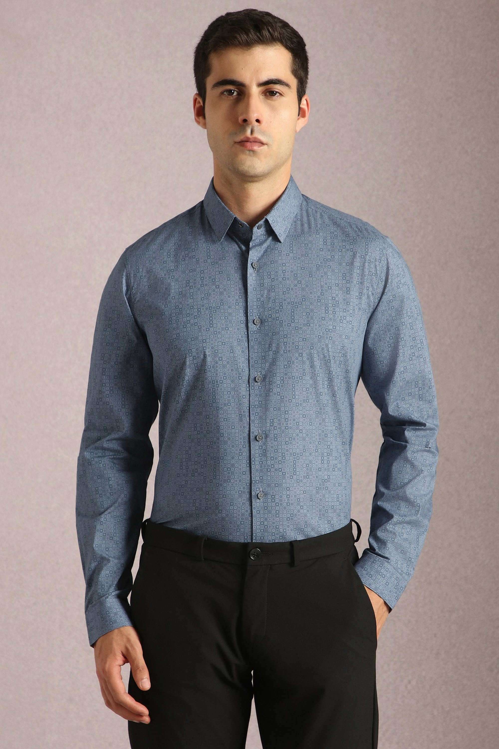 Printed-Cotton-Blend-Super-Slim-Fit-Men-s-Formal-Wear-Shirt