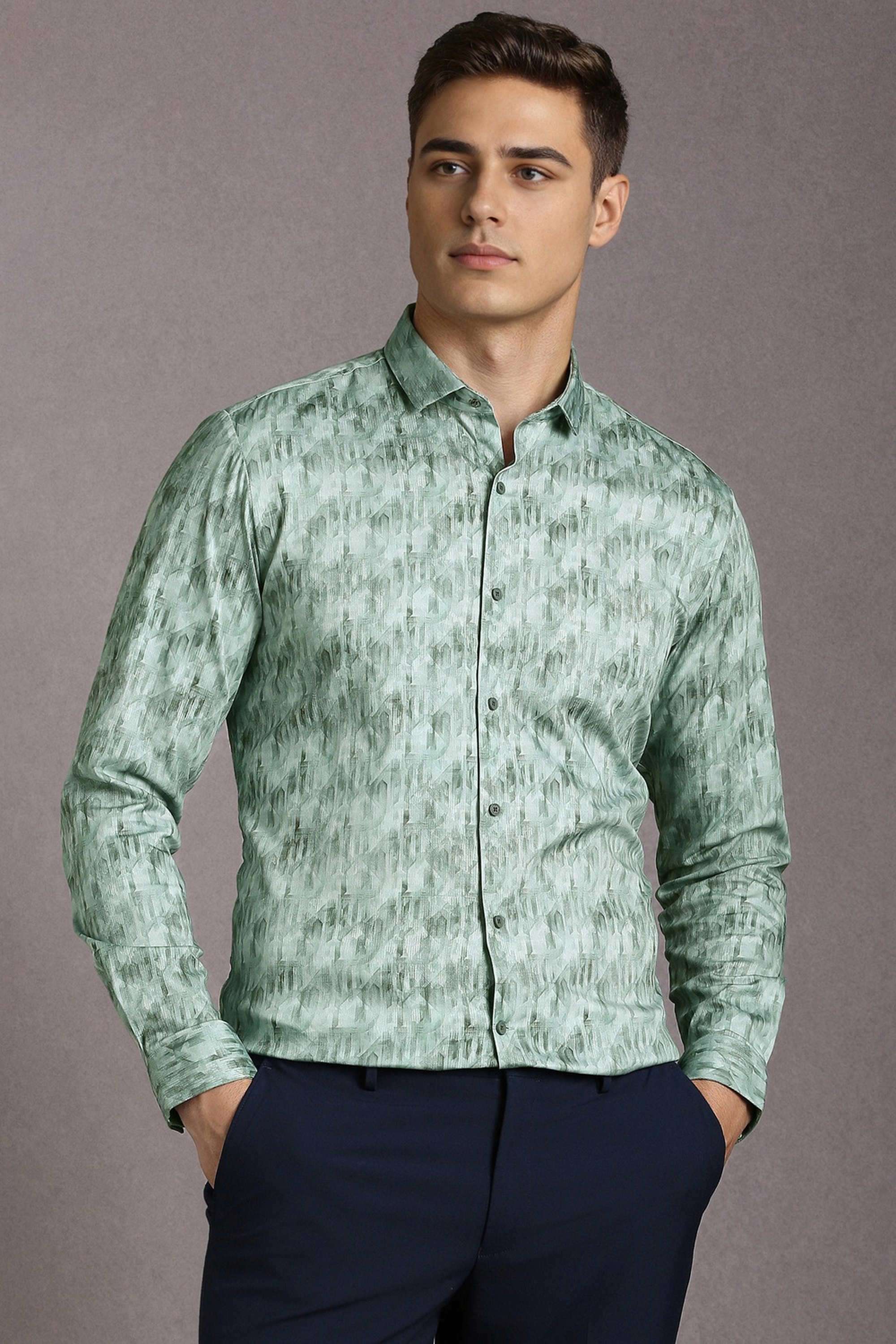 Printed-Cotton-Blend-Super-Slim-Fit-Men-s-Formal-Wear-Shirt