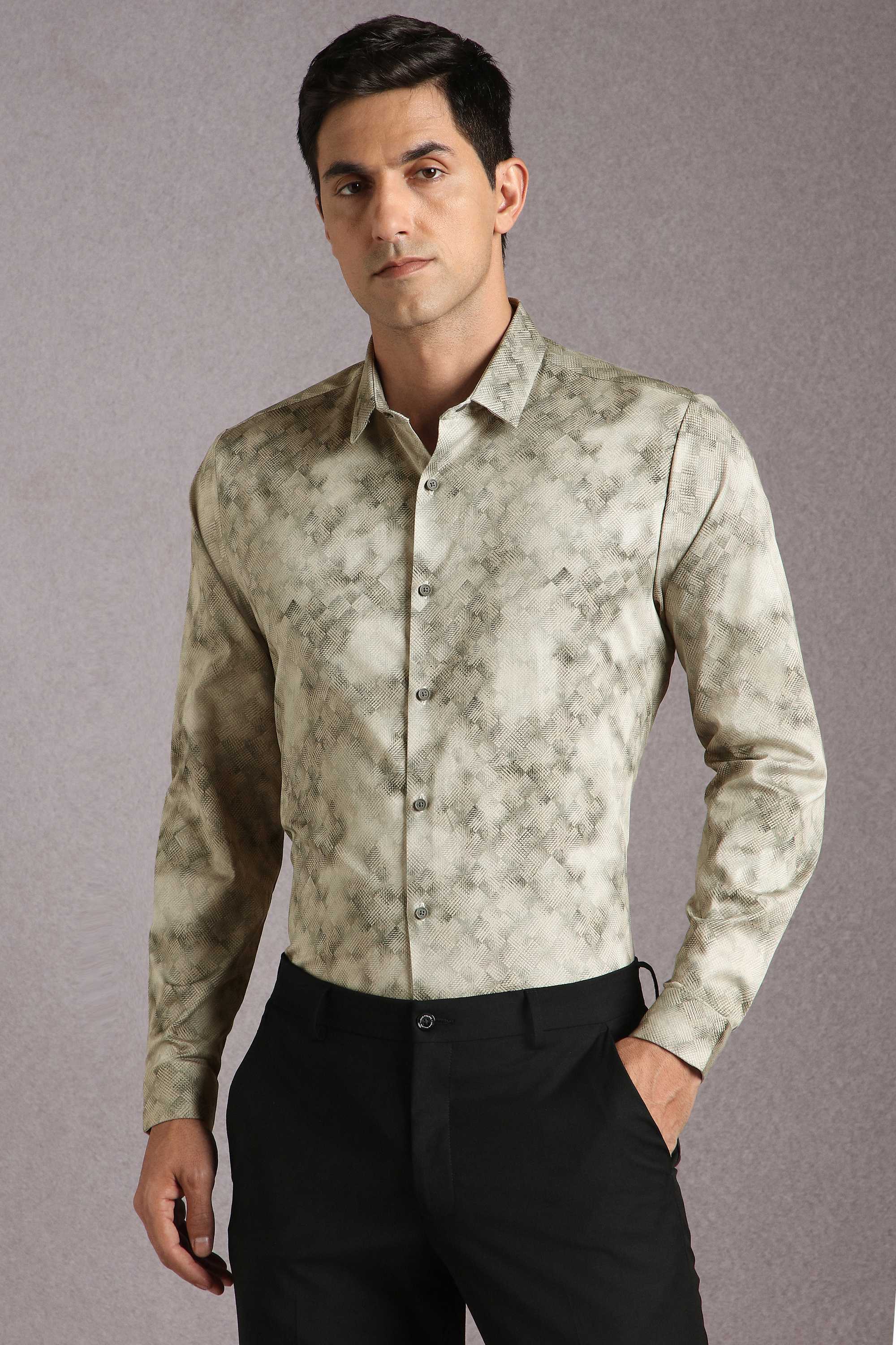 Printed-Cotton-Blend-Super-Slim-Fit-Men-s-Formal-Wear-Shirt
