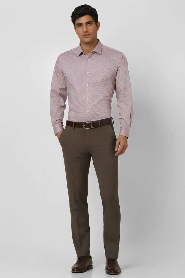 Buy Van Heusen Brown Checks Cotton Regular Fit Men's Formal Wear