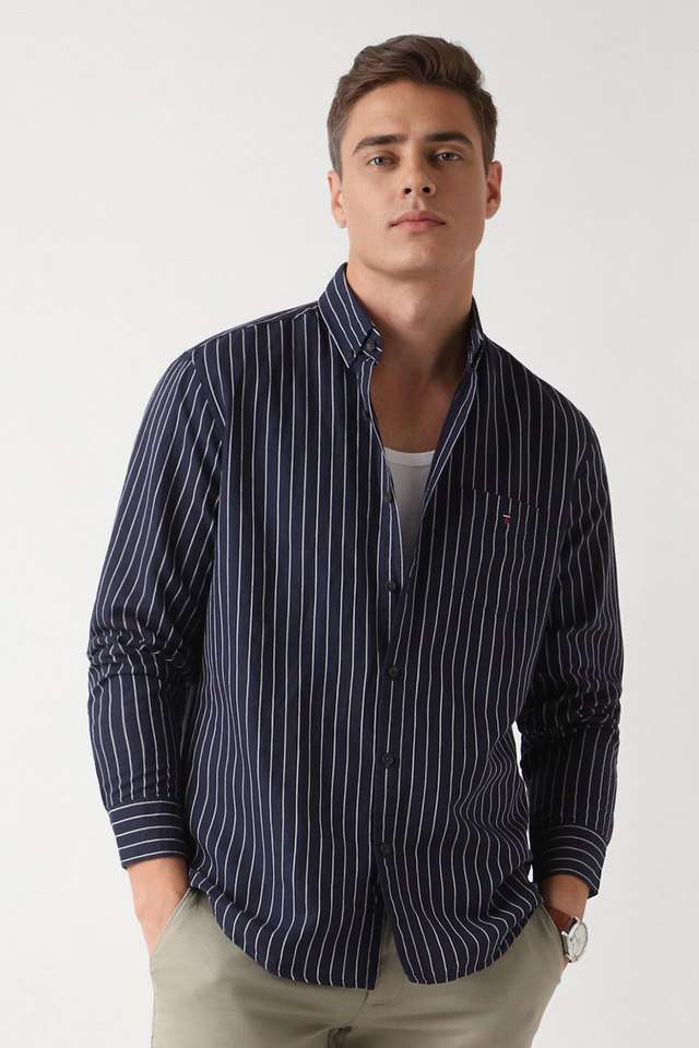 Stripes-Blended-Fabric-Slim-Fit-Men-s-Casual-Wear-Shirt