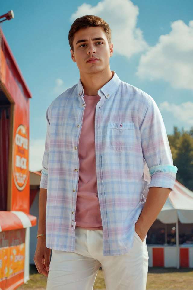 Checks-Blended-Fabric-Slim-Fit-Men-s-Casual-Wear-Shirt