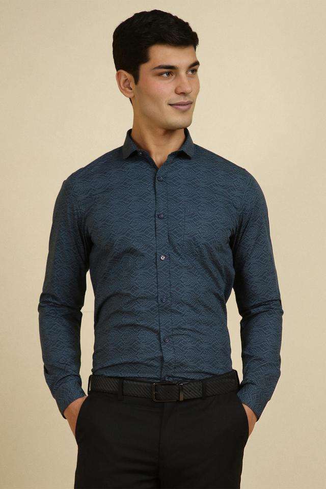 Printed-Cotton-Blend-Regular-Fit-Men-s-Formal-Wear-Shirt